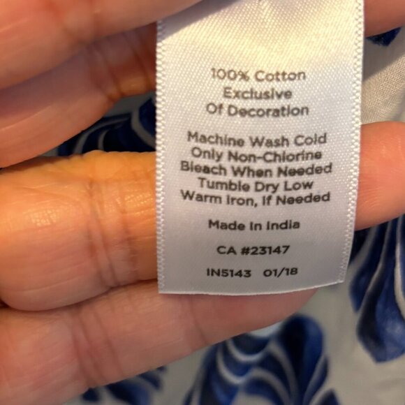 Talbots Woman Fringe Popover Printed Fans Tunic Tassel Hem Cotton - Picture 7 of 8